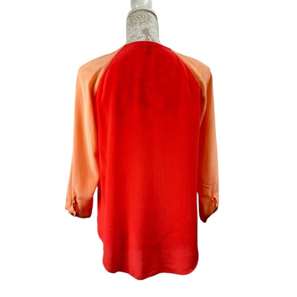 Eileen Fisher XS Petite PP 100% Silk Tunic Top Two Toned Orange Lightweight - Picture 2 of 8